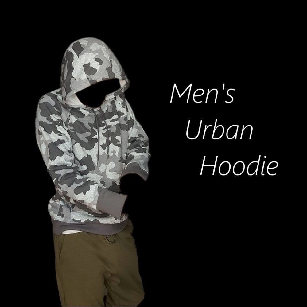 Gray Camo Hoodie, Fleece Cotton Pocketed Pullover - Brand New With Tags